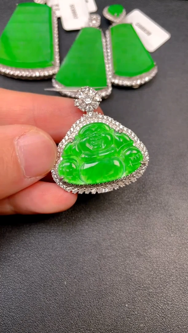 银S925镶嵌挂件翡翠吊坠