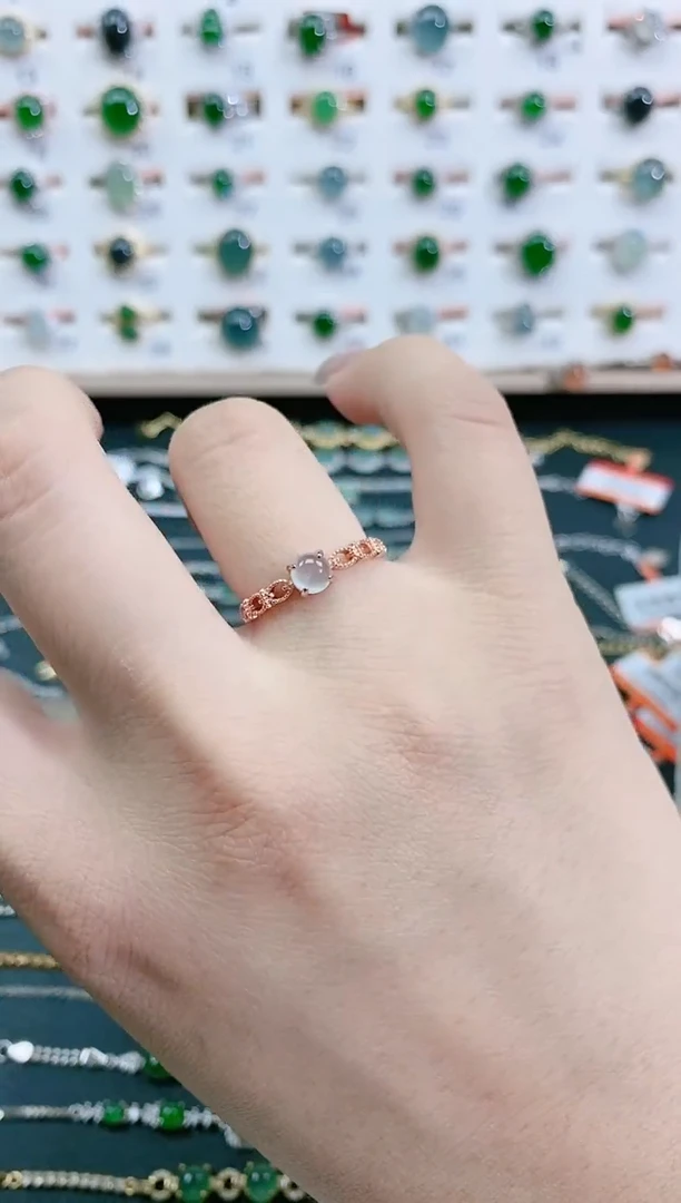 翡翠戒指银S925镶嵌天然翡翠