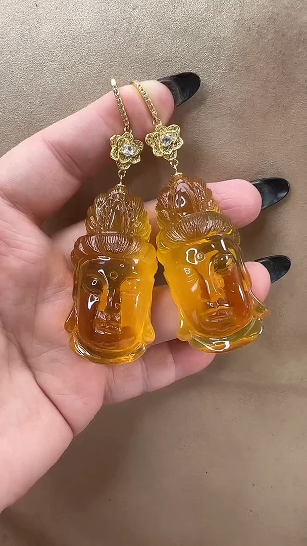 琥珀颈饰未镶嵌耳环