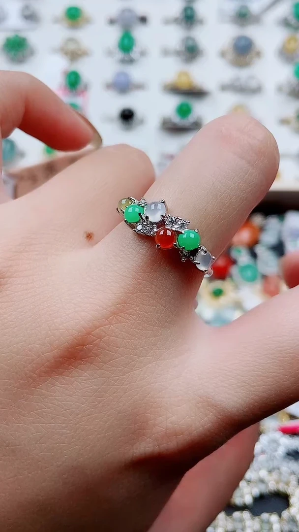 银S925镶嵌戒指翡翠60