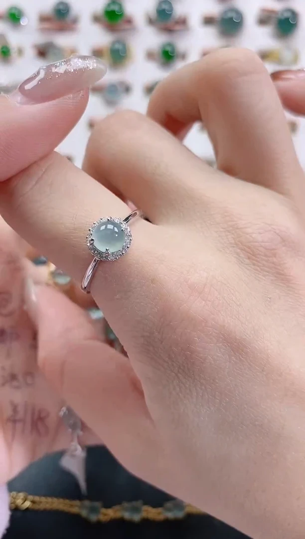 银S925镶嵌戒指翡翠天然翡翠