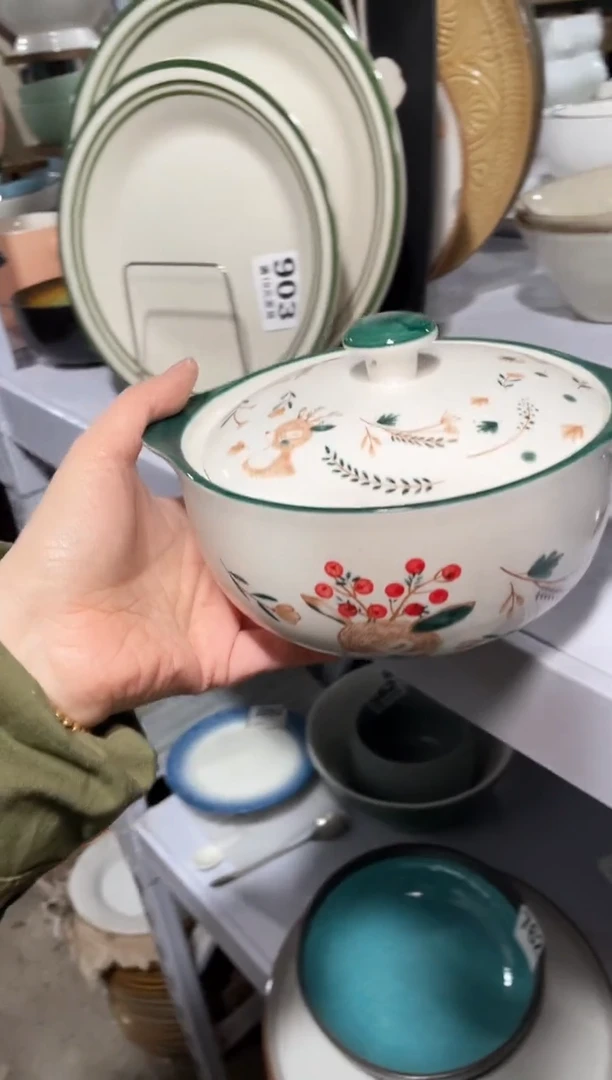 【闪购商品】碗微瑕（1个装）麋鹿双耳碗