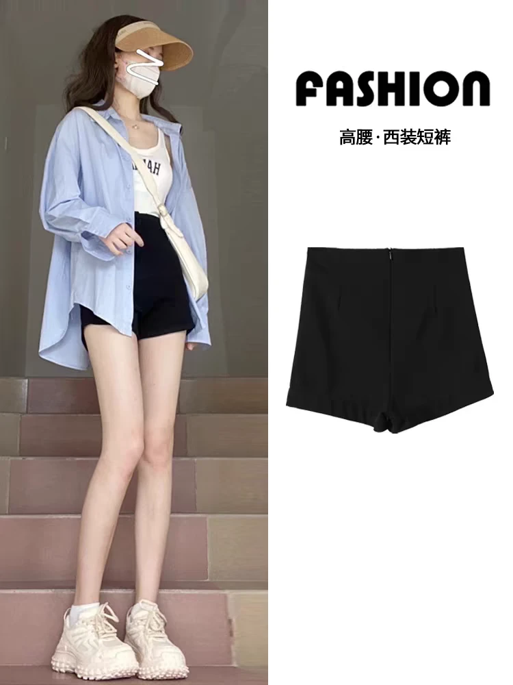 黑色短裤外穿气质高腰热裤辣妹百搭小个子显瘦短裤女款新款夏天