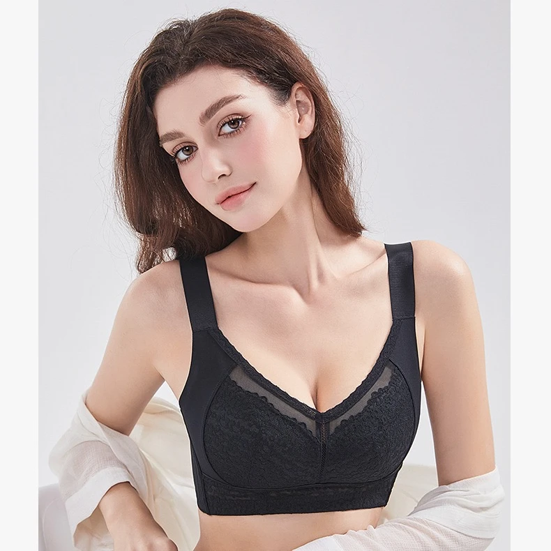 大胸显小文胸抹胸防走光薄款无钢圈塑性内衣调整型大胸防下垂