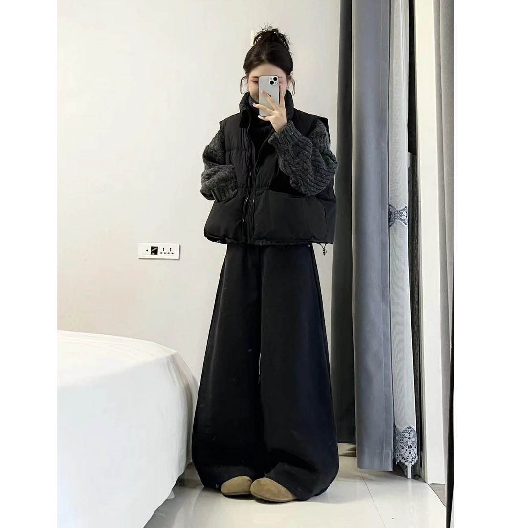 2025秋季新款时尚一整套韩流减龄宽松慵懒风上衣马甲裤子三件套