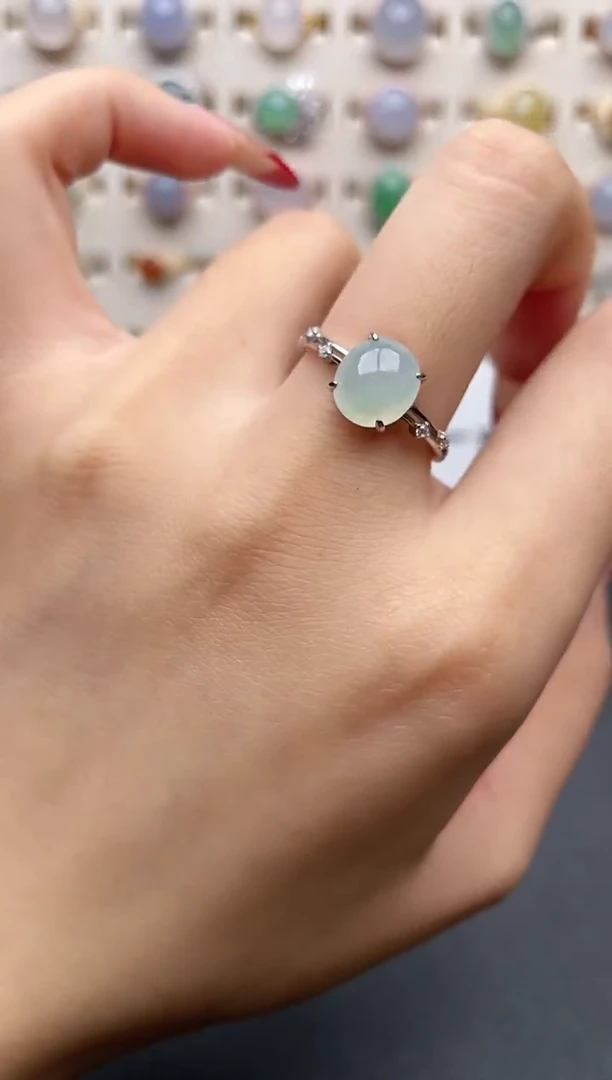 【闪购商品】翡翠戒指银S925镶嵌一物一证一礼盒