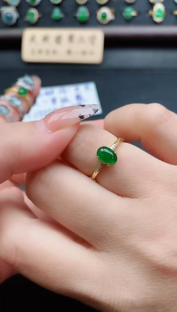 银S925镶嵌戒指翡翠1