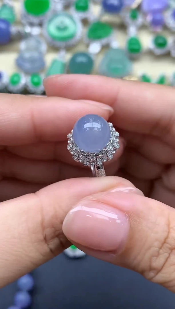 翡翠戒指18K金镶嵌481-春日珠宝