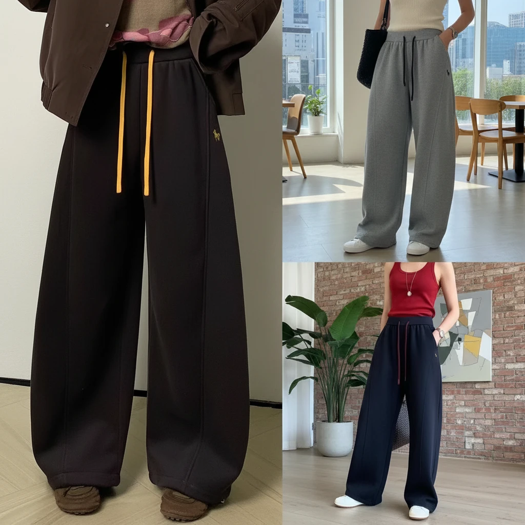 爆款加绒阔腿裤小马刺绣女冬季韩版洋气弯刀裤356(MM)