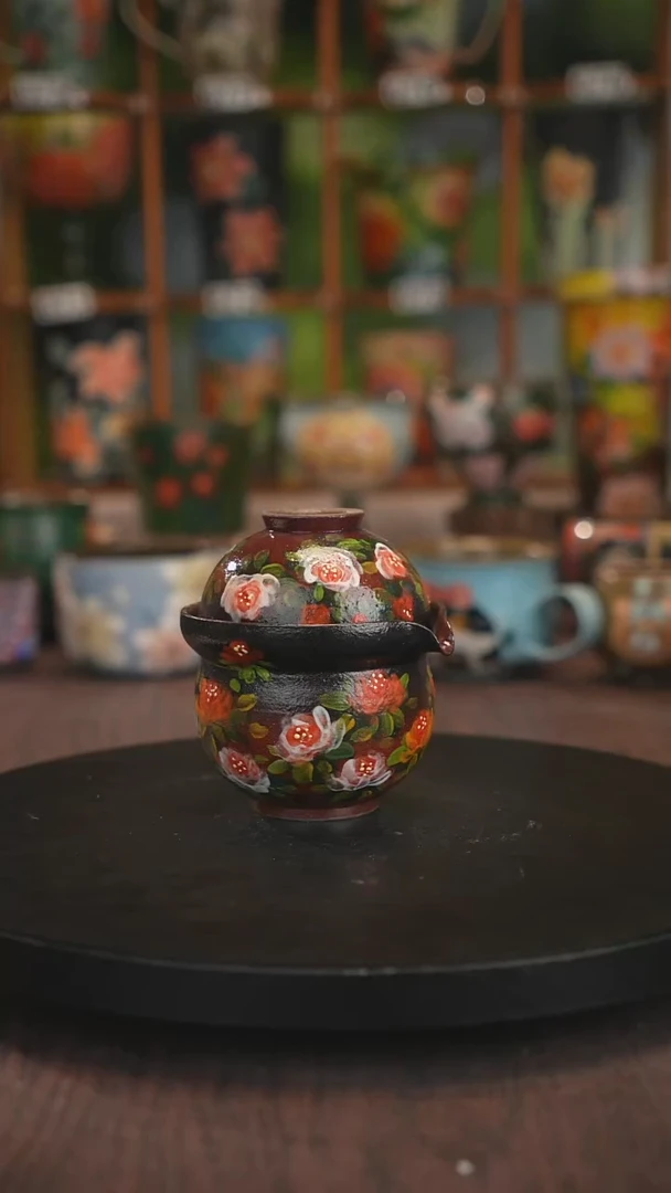紫砂油画手绘釉下彩