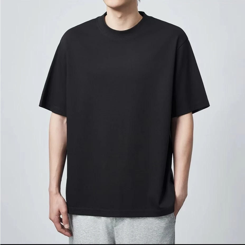 加厚新款时尚百搭简约纯棉轻奢圆领T恤