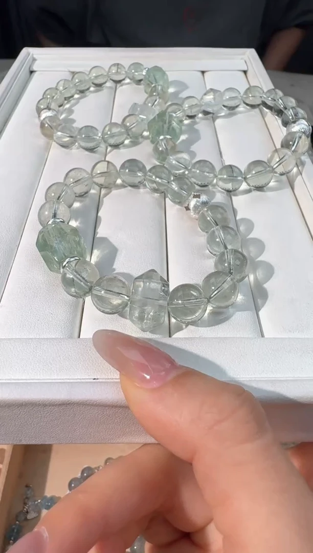 水晶手链银S925镶嵌绿水搭随性设计款发货多样性发其一