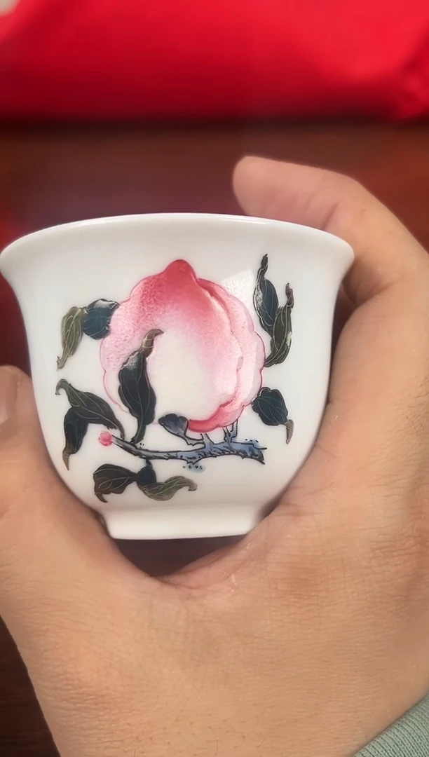 【闪购商品】011小王严选红炉粉彩桃子画片铃铛杯