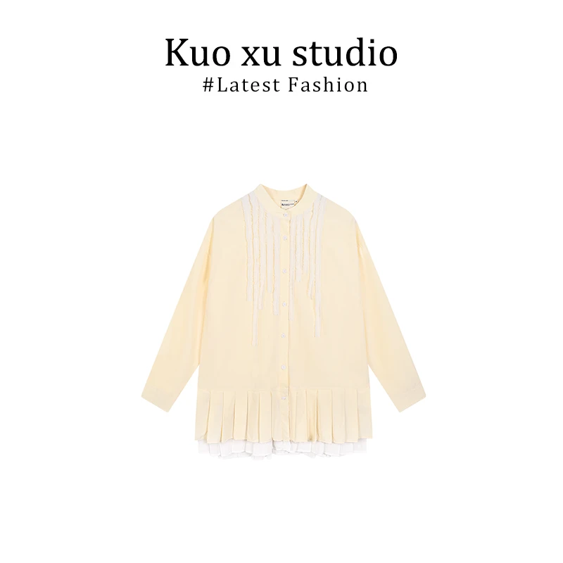 时尚穿搭女士夏季立领长袖显瘦百搭小众排扣防晒衬衫韩系连衣裙