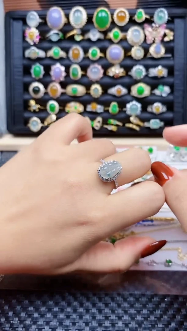 银S925镶嵌戒指翡翠349