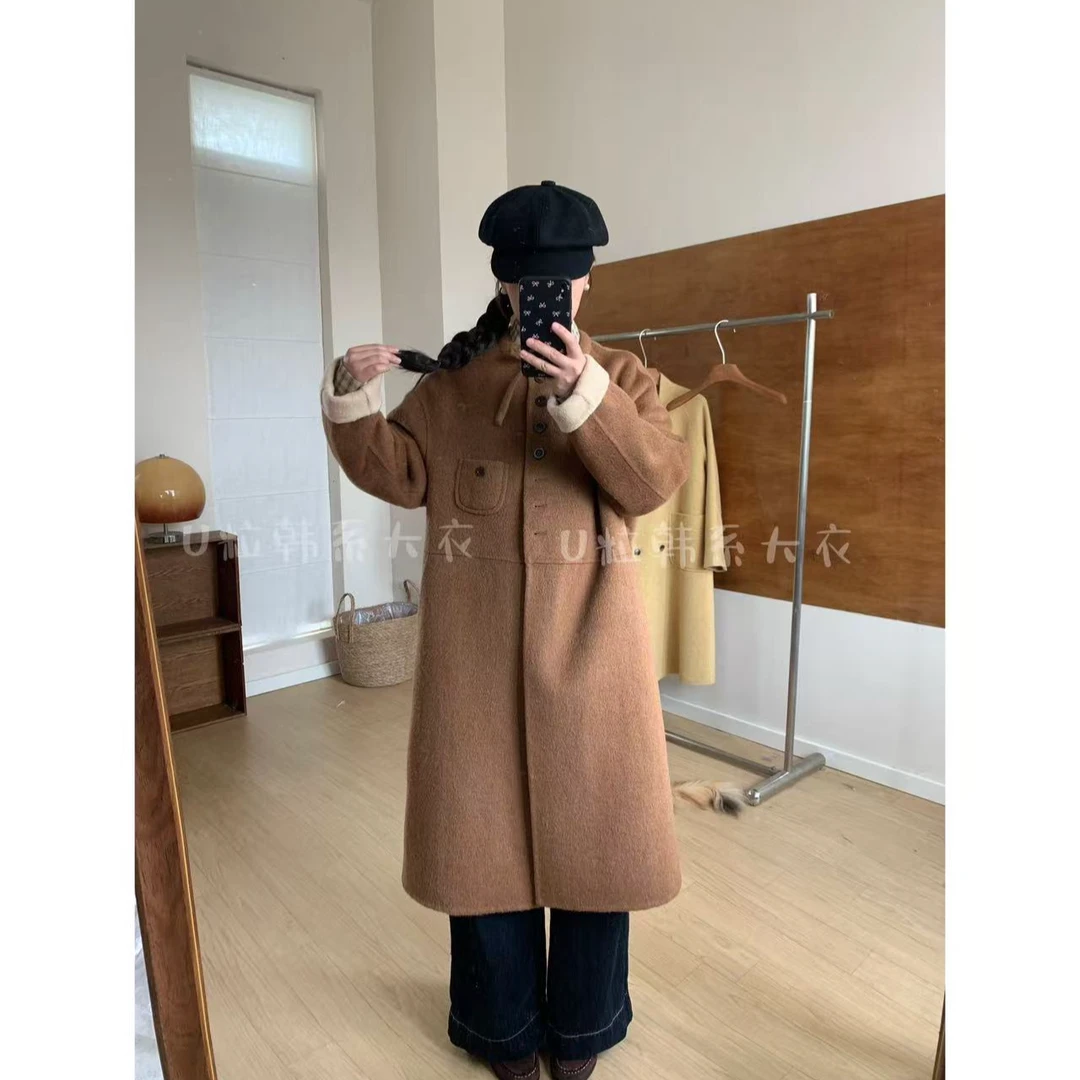 反季大促【焦糖玛奇朵】韩系时尚双面双色款宽松休闲气质长款5622