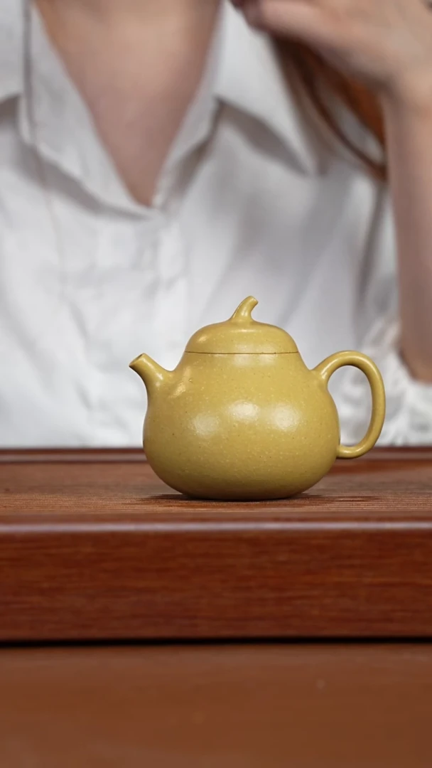 茶壶紫砂微瑕梨皮本绿茄瓜