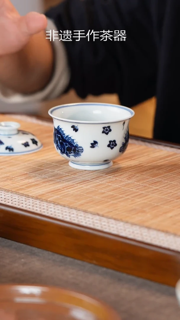 青花纯手绘茶杯高温瓷