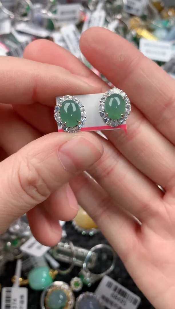 银S925镶嵌戒指翡翠55--6