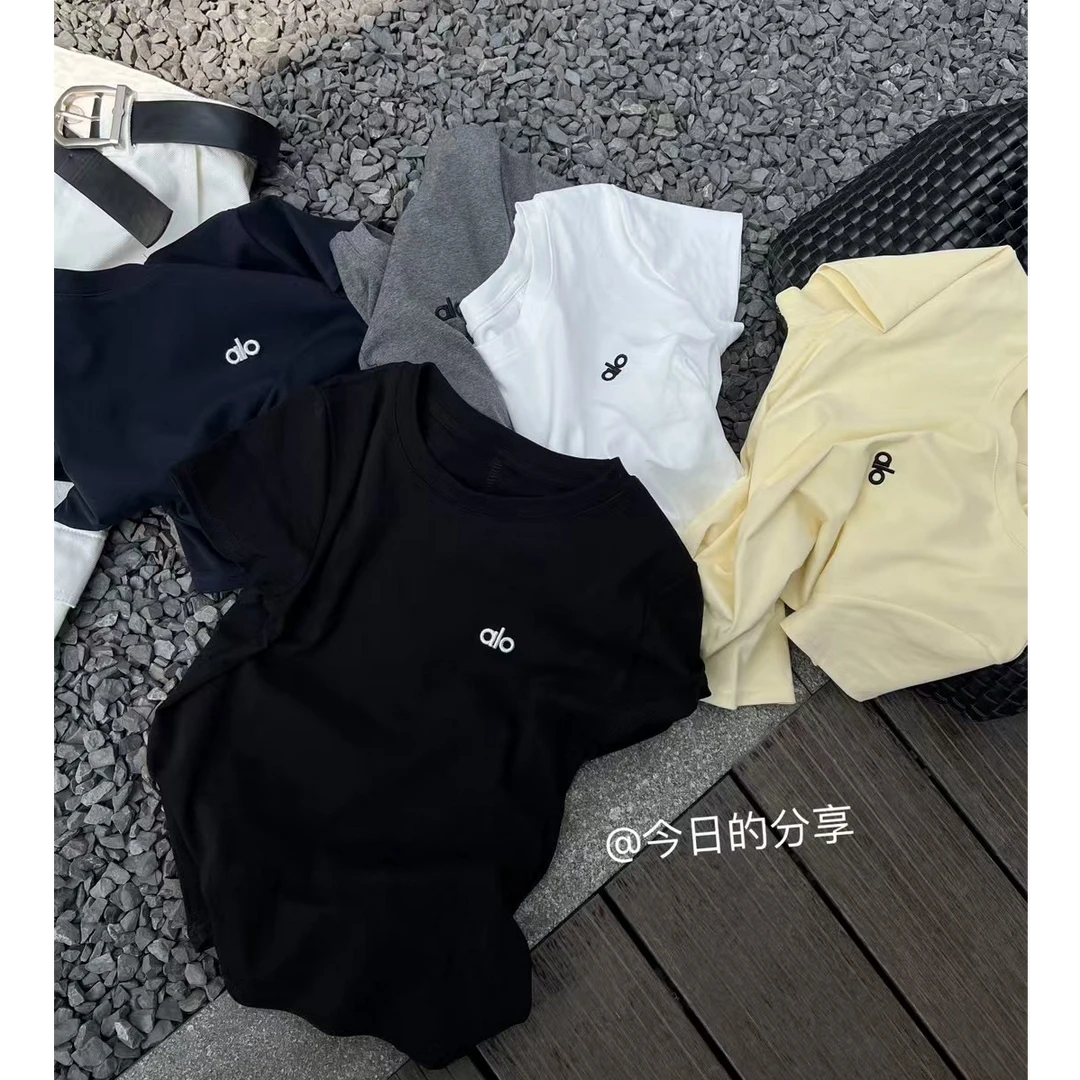 【夏季新款】字母百搭刺绣T恤宽松运动纯色短袖健身简约圆领 6920T