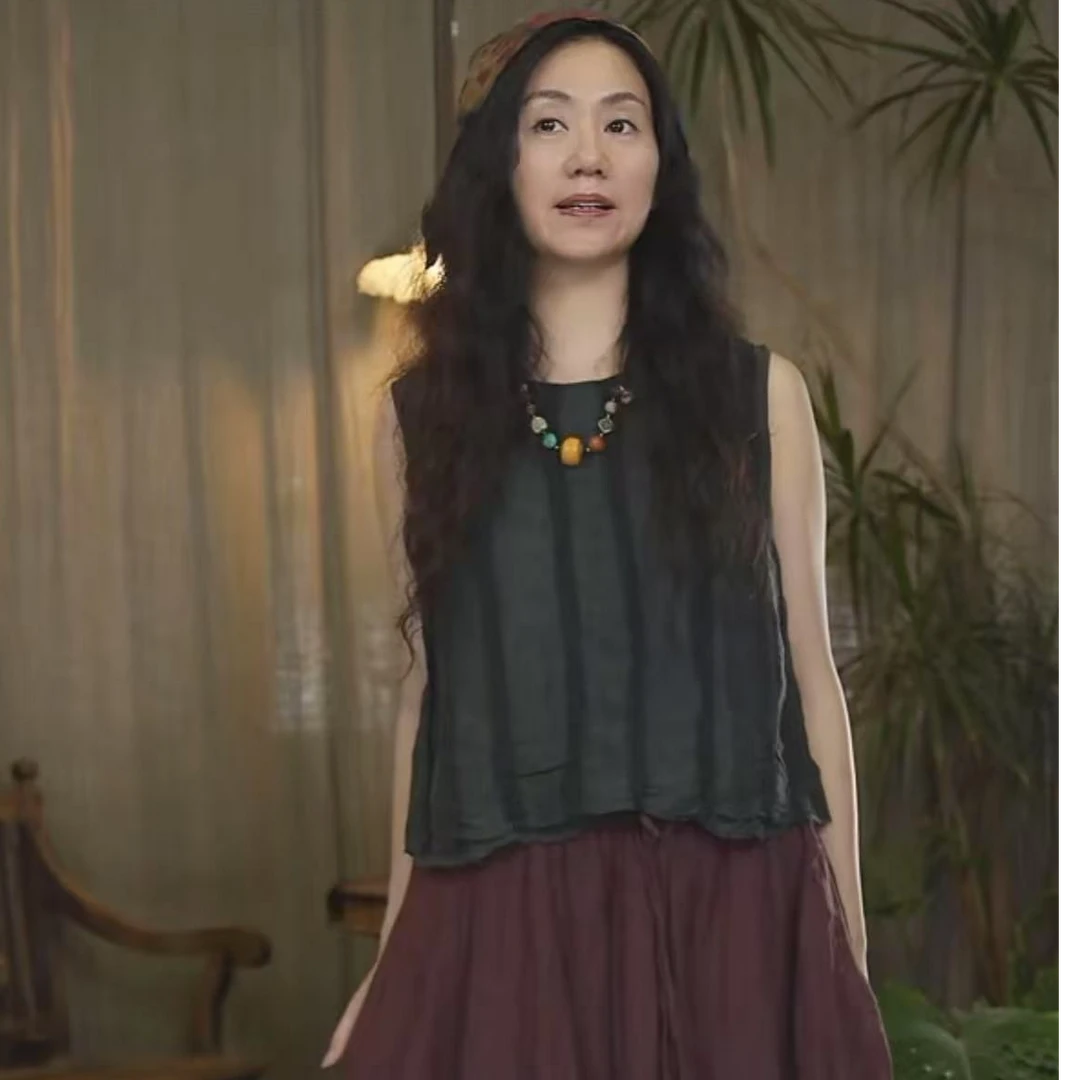 左岸迷香果儿坊【上衣】植物染100桑蚕丝洋气百搭背心T091