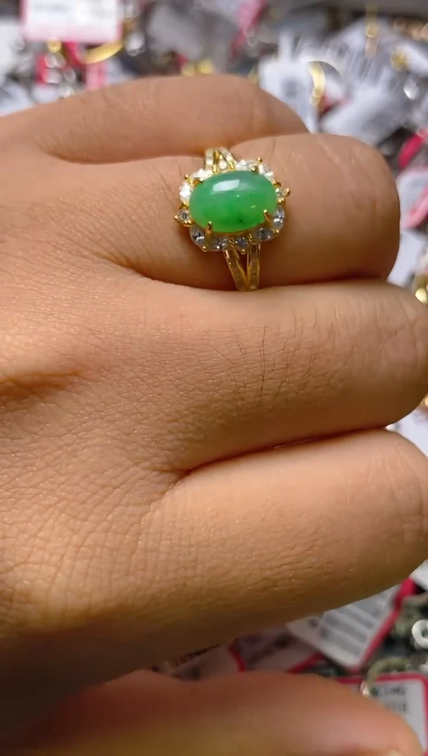 银S925镶嵌戒指翡翠百内无证书