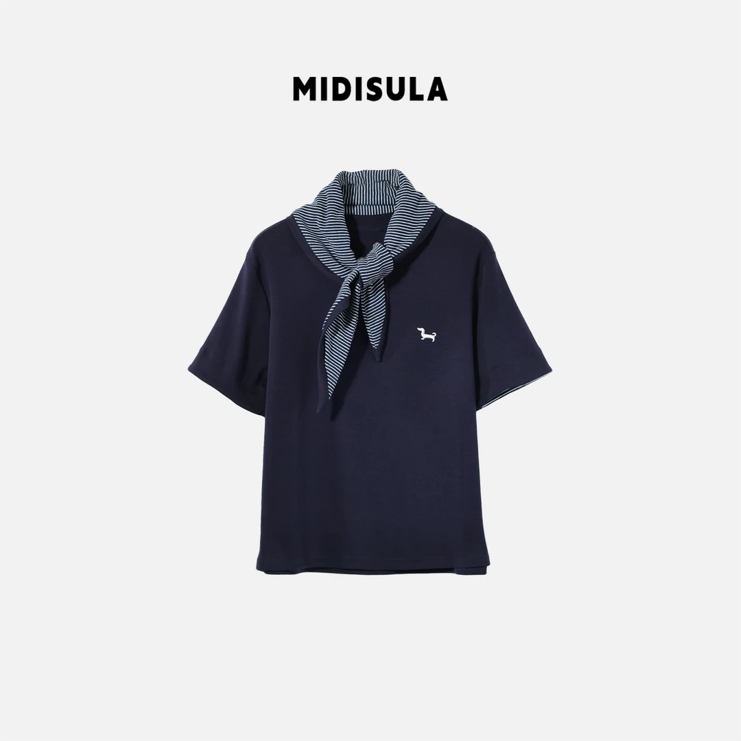 MDSL·新款百搭潮流丝巾小马刺绣logo圆领短袖t恤1433