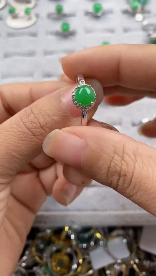 银S925镶嵌戒指翡翠111---7
