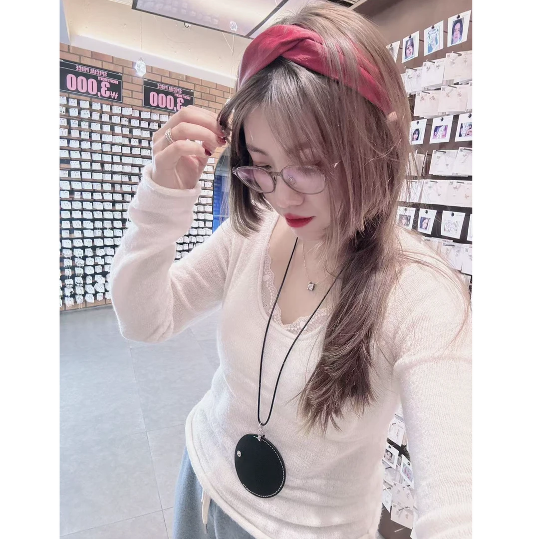 【IN Korea】2025春东大门韩系大U领两面穿羊毛打底衫毛衣女