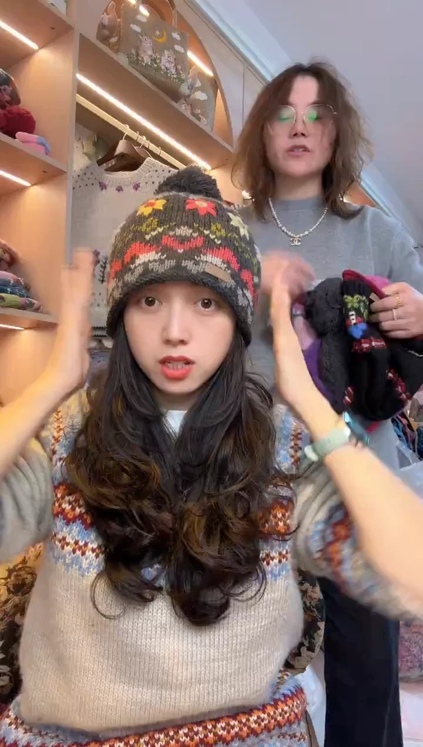 羊毛美利奴灰色提花帽