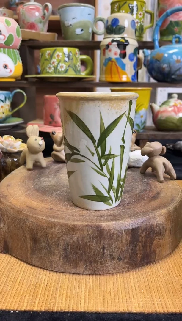 杯子手绘高温釉下陶瓷