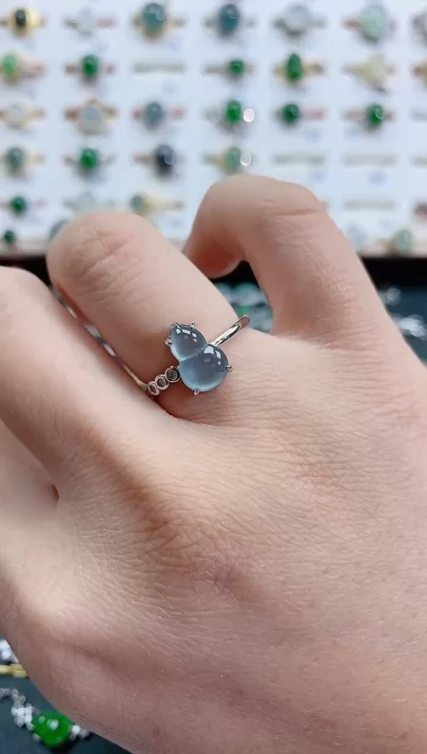 银S925镶嵌戒指翡翠天然翡翠