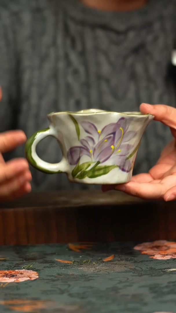 杯釉下彩手工手绘同款陶器