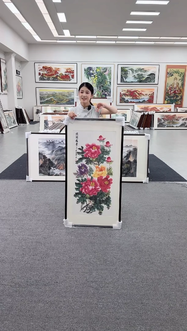 国画手绘 花开富贵 125*65
