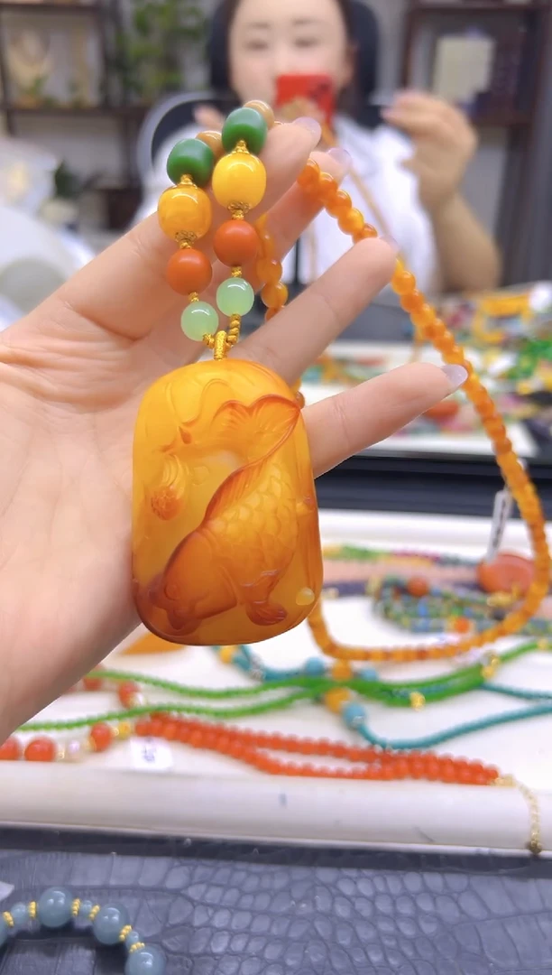 蜜蜡毛衣链未镶嵌DIY款M178