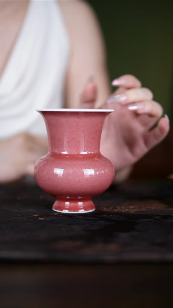 瓶景德镇纯手工陶瓷豇豆红