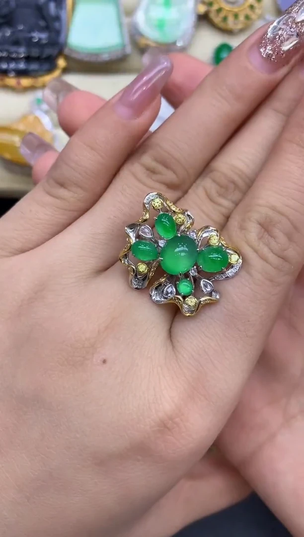 18K金镶嵌戒指翡翠489-中国好珍宝