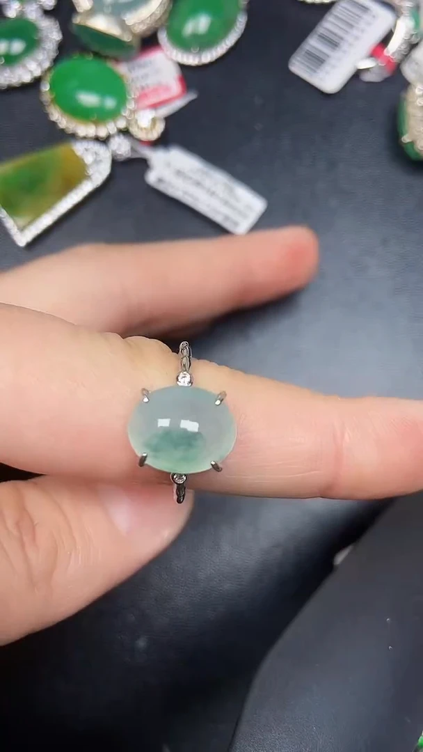 银S925镶嵌戒指翡翠3290