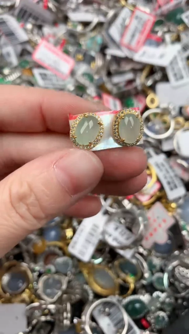 银S925镶嵌戒指翡翠12            1