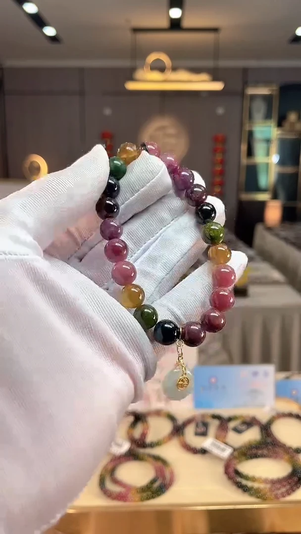 未镶嵌老矿碧玺彩虹单圈手串9mm+碧玺（多样性发一条） xion