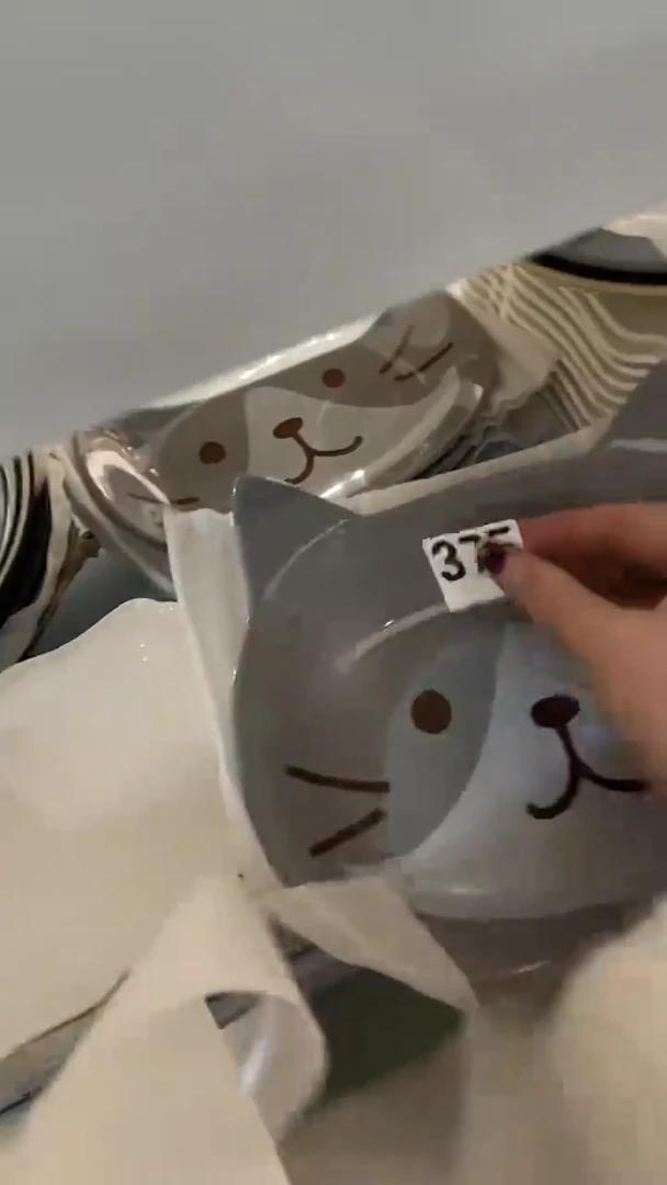 瓷375 猫咪 灰色 盘 瑕疵