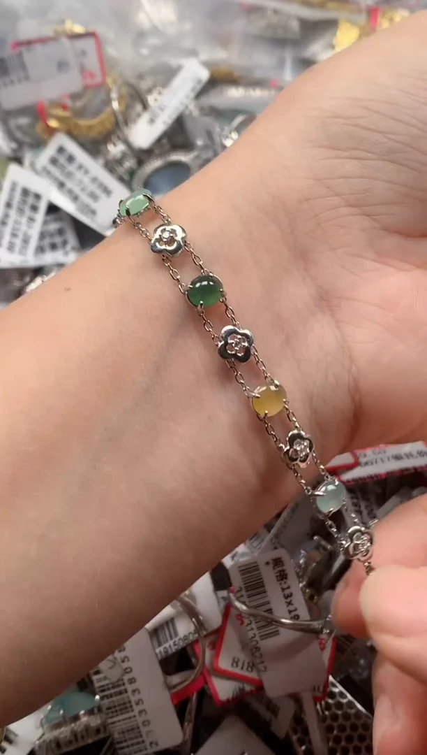 银S925镶嵌戒指翡翠天然A货缅甸翡翠