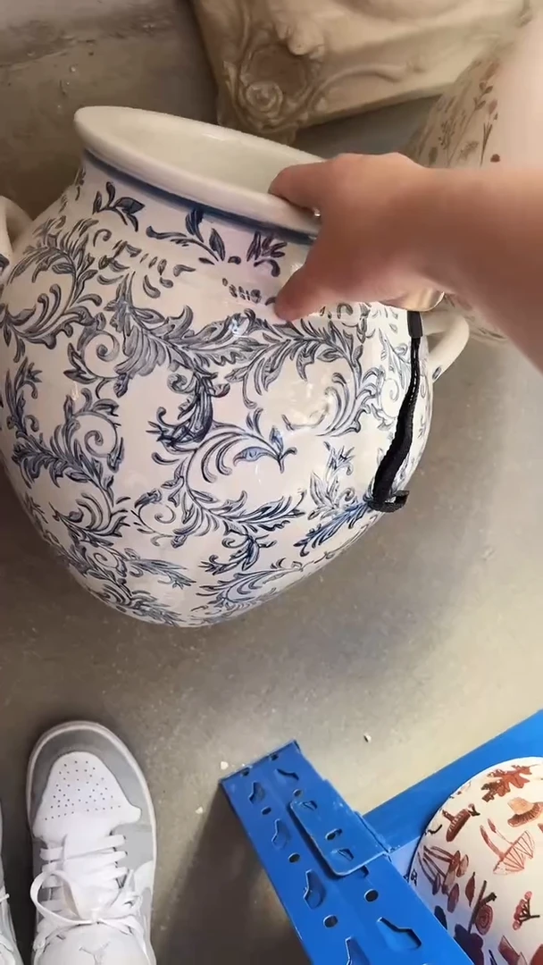 【闪购商品】陶瓷花盆高31.5cm内口17.5cm