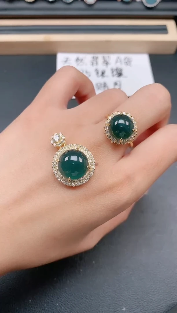 银S925镶嵌戒指翡翠111111