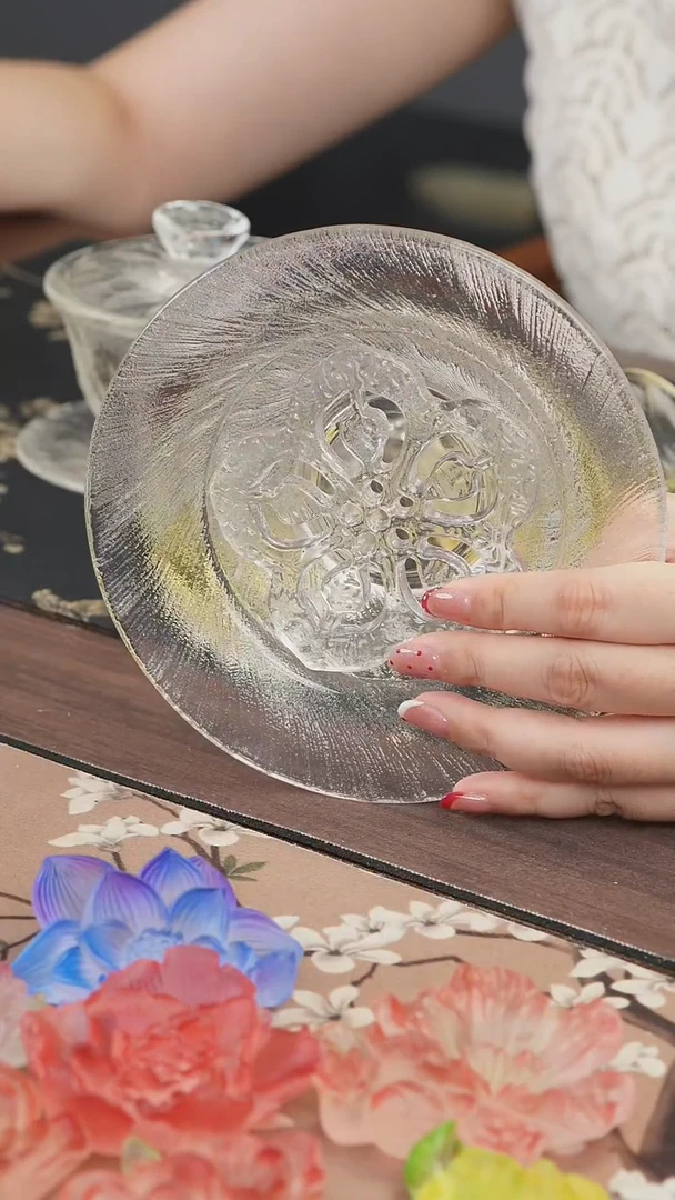 手工艺品琉璃原矿水晶雪花片壶承