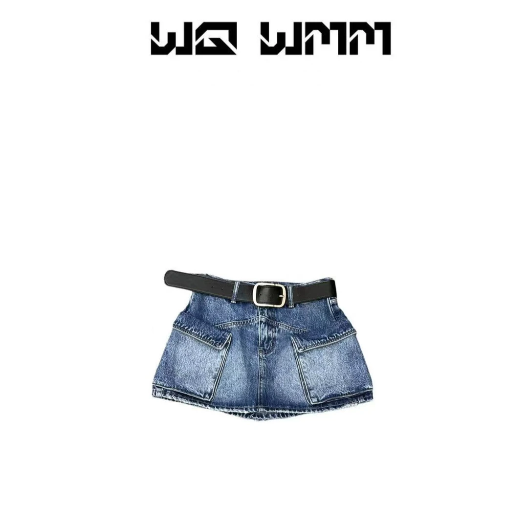 【WQWMM】设计感百搭工装口袋款A版显瘦牛仔半身裤裙短裙25A4068