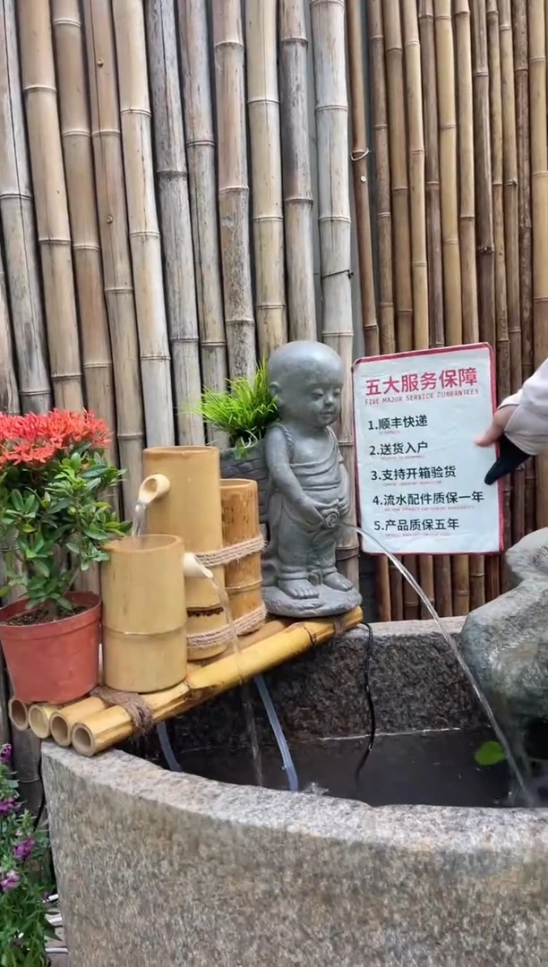 人造石流水摆件童子沙弥