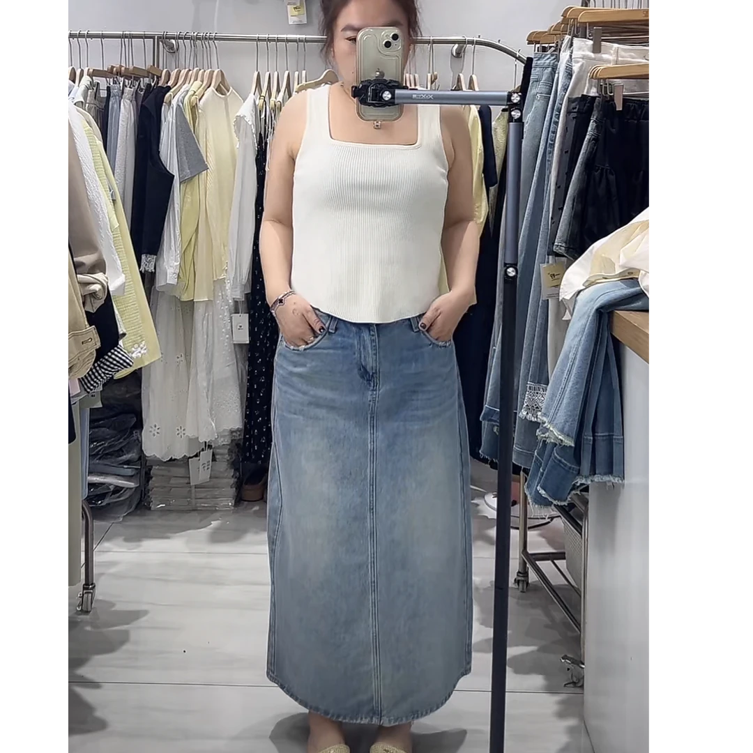 807春夏时尚显瘦高腰半身牛仔裙半身裙夏季半裙蓝色休闲女装