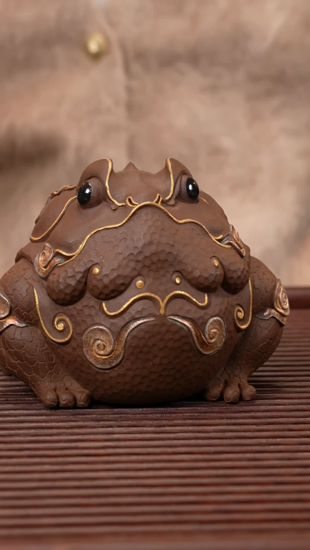 【闪购商品】紫砂茶宠富贵蛙（描金银）