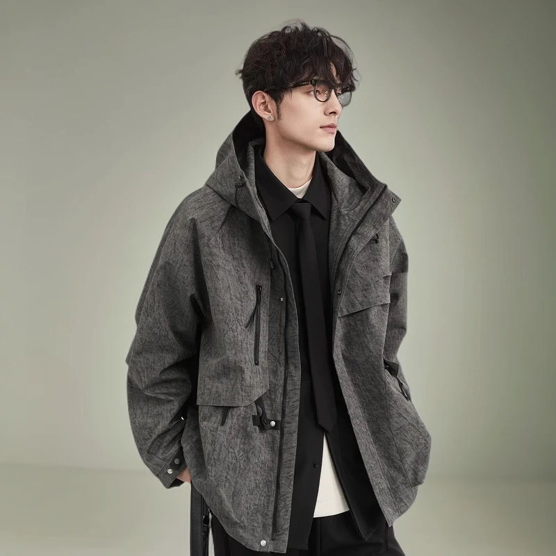 潮牌废土风设计感工装夹克男2025秋季新款宽松冲锋衣外套户外上衣